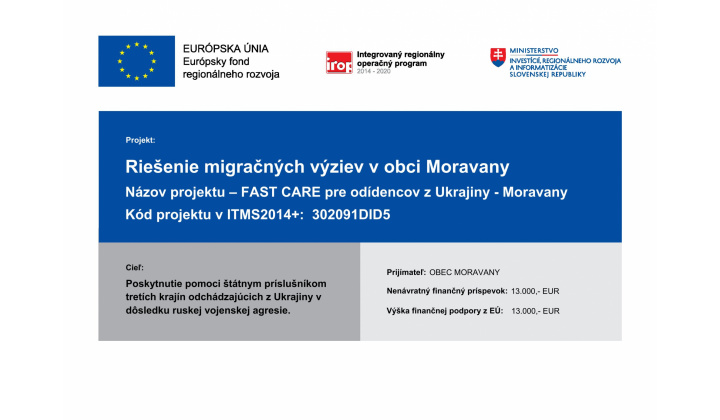 FAST CARE pre odídencov z Ukrajiny - Moravany 