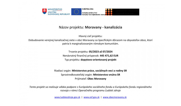 Moravany - kanalizácia