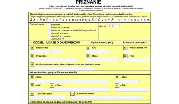 Informácia k novému vzoru priznania k miestnym daniam platného od 1. septembra 2023