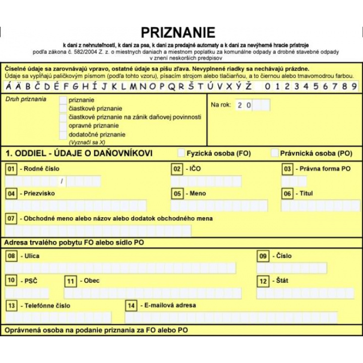 Informácia k novému vzoru priznania k miestnym daniam platného od 1. septembra 2023