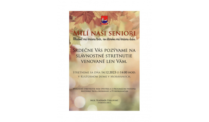 Stretnutie pre seniorov dňa 14.12.2025