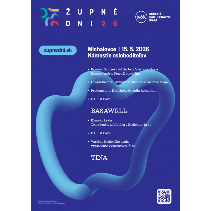Župné dni 2026 v piatok 15. mája od 14.00 hodiny na Námestí osloboditeľov v Michalovciach